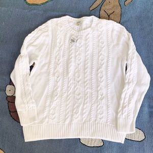 LL Bean White Cableknit Sweater